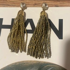 J Crew crystal/bead fringes drop earrings